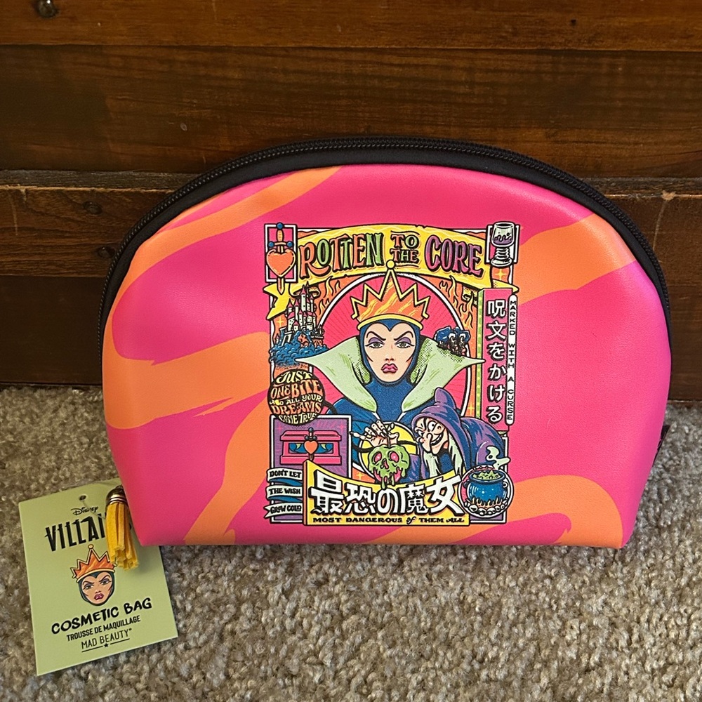 Disney Mad Beauty Villians Evil Queen Cosmetic Bag - Pink and Orange - NWT